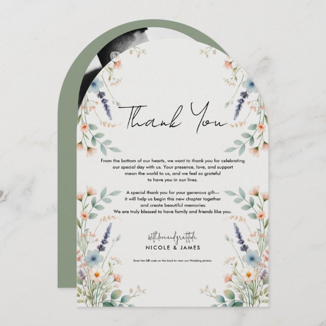 Watercolor Blommigt Wildblomme Vår Tack Inbjudningar (Fram/baksida)