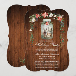 Watercolor Blommigt Wood Mason Burk Julfest Inbjudningar