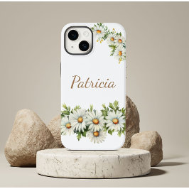 Watercolor Bloom Daisy Flowers White Fodral-M