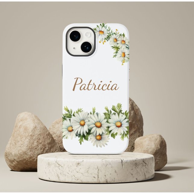 Watercolor Bloom Daisy Flowers White Fodral-M (Skapare uppladdad)