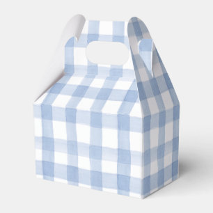 Watercolor Blue and White Gingham Vapensköld Presentaskar