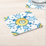 Watercolor Blue and Yellow Moroccan Tile Pattern Underlägg Papper Kvadrat<br><div class="desc">Add a pop of color and style to your home or office with our watercolor Moroccan tile pattern coaster. Featuring a watercolor blend of blue, yellow, and white hues in a timeless Moroccan tile design, this coaster not only protects your surfaces but also brings a touch of elegance to any...</div>