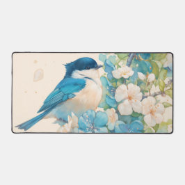 Watercolor Blue Bird Spring Blossom