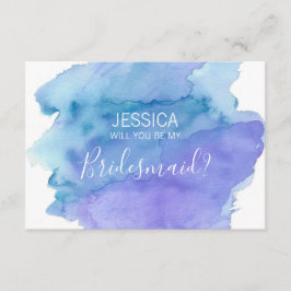 Watercolor Blue, blir du min Bridesmaid? Inbjudningar