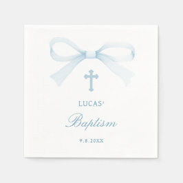 Watercolor Blue Bow Baptism Pappersservett
