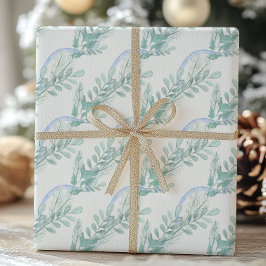 Watercolor Blue Bow Garland jul Presentpapper