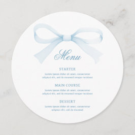 Watercolor Blue Bow Round Menu Meny