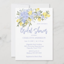 Watercolor Blue Citrus Lemon Bridal Shower