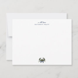 Watercolor Blue Crab Classic Personalized Anteckningskort