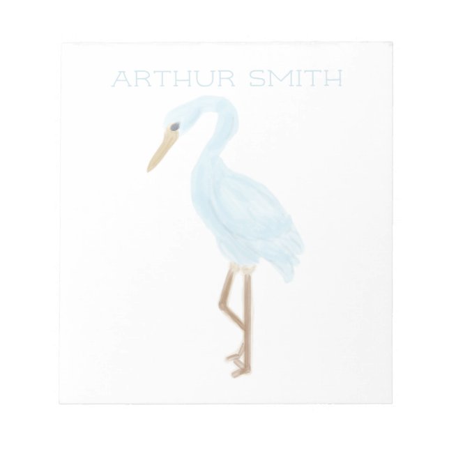 Watercolor Blue Crane Anteckningsblock (Framsida)