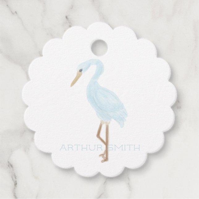 Watercolor Blue Crane Gåvor Etiketter (Framsida)