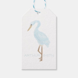 Watercolor Blue Crane Presentetikett