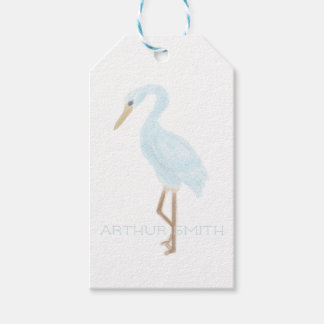 Watercolor Blue Crane Presentetikett