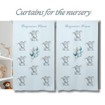 Watercolor Blue Cute Elephant Pojke Room