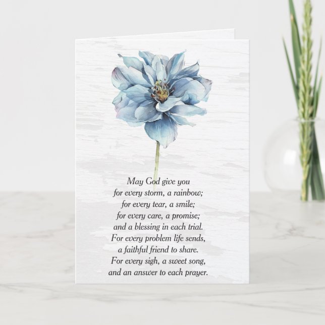 Watercolor Blue Dahlia Flower Thinking of You Kort (Framsida)