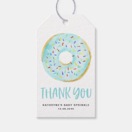 Watercolor Blue Donuts Baby Sprinkle Tack Presentetikett