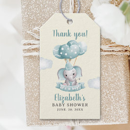 Watercolor Blue Elephant Baby Shower  Presentetikett