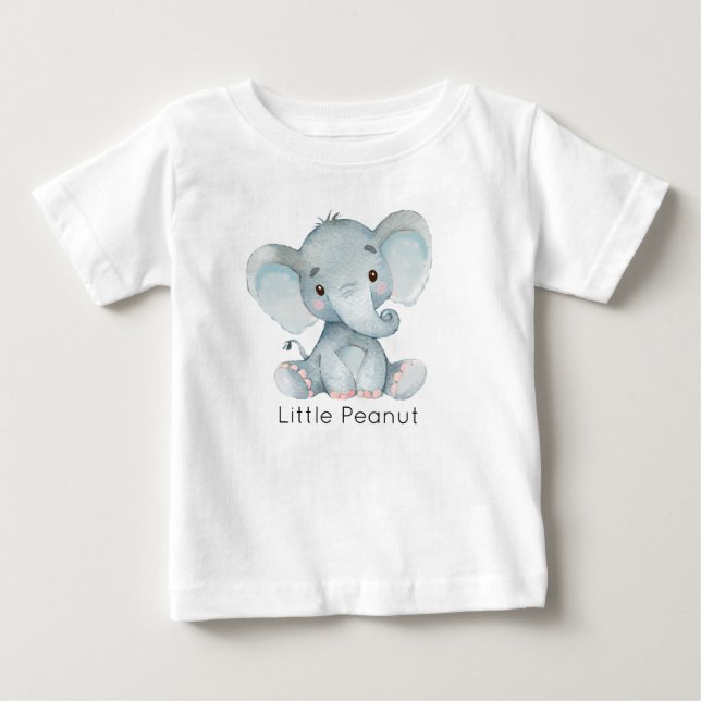 Watercolor Blue Elephant T Shirt (Framsida)