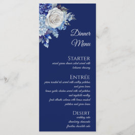 Watercolor Blue Flower Bouquet-Bröllop - Meny