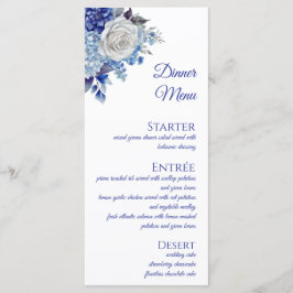 Watercolor Blue Flower Bouquet-Bröllop - Meny