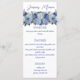 Watercolor Blue Flower Bouquet-Bröllop - Meny