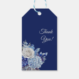 Watercolor Blue Flower Bouquet-Bröllop Tack Presentetikett