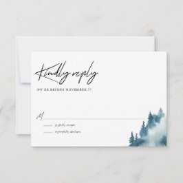 Watercolor Blue Forest Winter Wedand OSA Kort