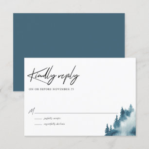 Watercolor Blue Forest Winter Wedand OSA Kort