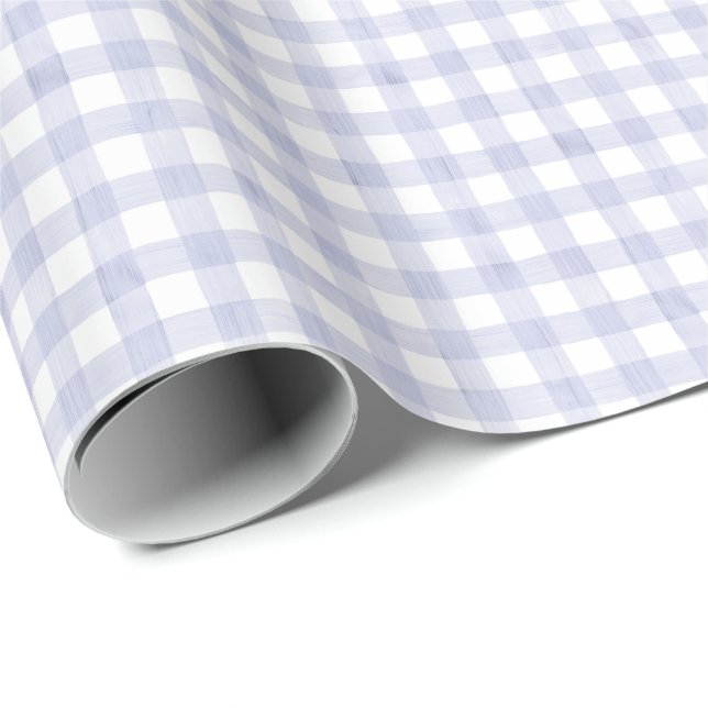 Watercolor Blue Gingham Presentpapper (Rullad Hörn)
