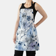 Watercolor Blue Gray Floral Pattern Personalized