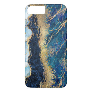 Watercolor Blue Guld Marble Fodral-Mate iphone cas