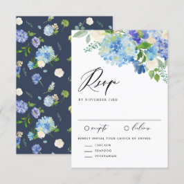 Watercolor Blue Hydrangea Blommigt Bouquet Bröllop OSA Kort