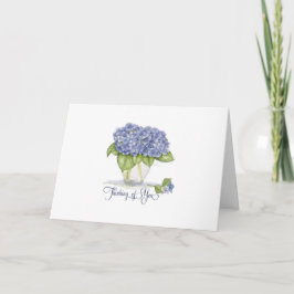 Watercolor Blue Hydrangea Blommor tänker på dig Kort