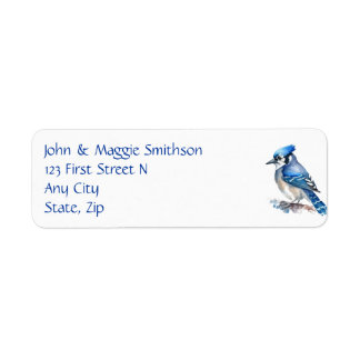 Watercolor Blue Jay Bird Anpassningsbar Adress Returadress Etikett