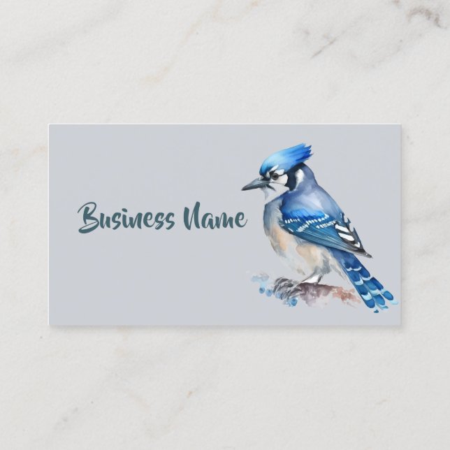 Watercolor Blue Jay Bird Nature Art Business Visitkort (Baksida)