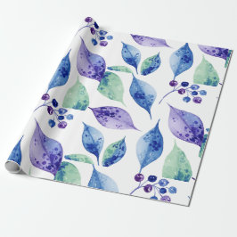 Watercolor blue leaves presentpapper