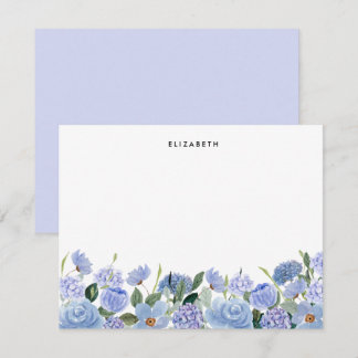 Watercolor Blue Lilac Hydrangeas Personlig Anteckningskort