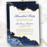 Watercolor Blue Marble Geode Guld Hanukkah Party Inbjudningar<br><div class="desc">Modern Elegant Watercolor Winter Blue och Guld Marble Agate Geode Hanukkah Party bjudningskort - Vit bakgrund med Guld Script</div>