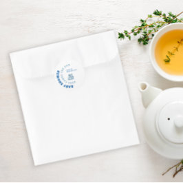 Watercolor blue minimalist baby shower boy runt klistermärke