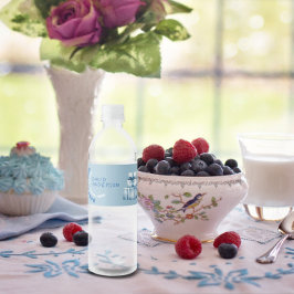 Watercolor blue minimalist baby shower boy vattenflaskor etikett