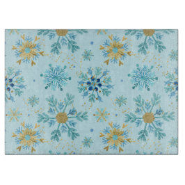 Watercolor Blue och Guld Glitter Winter Snöflingor