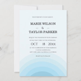 Watercolor blue Rainbow wedding Invitation Inbjudningar
