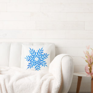 Watercolor Blue Snowflake Mönster Kudde