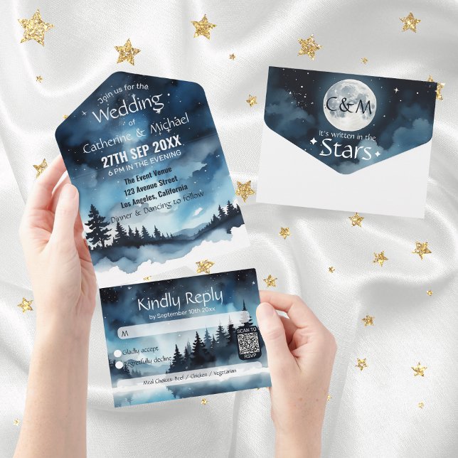 Watercolor Blue Starry Night Himlar Celestial Bröl (Skapare uppladdad)