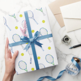 Watercolor Blue Tennis Racquets Presentpapper