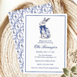 Watercolor Blue & White Chinoiserie Bunny Rabbit Inbjudningar