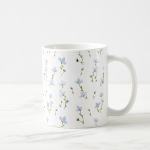 Watercolor Blue Wildblomma Mönster Kaffemugg