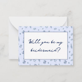 Watercolor Blue Wildblommor Bridesmaid Frieri Anteckningskort