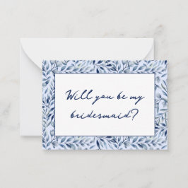 Watercolor Blue Wildblommor Bridesmaid Frieri Anteckningskort