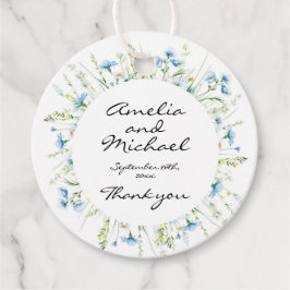 Watercolor Blue Wildblommor Bröllop Gåvor Etiketter